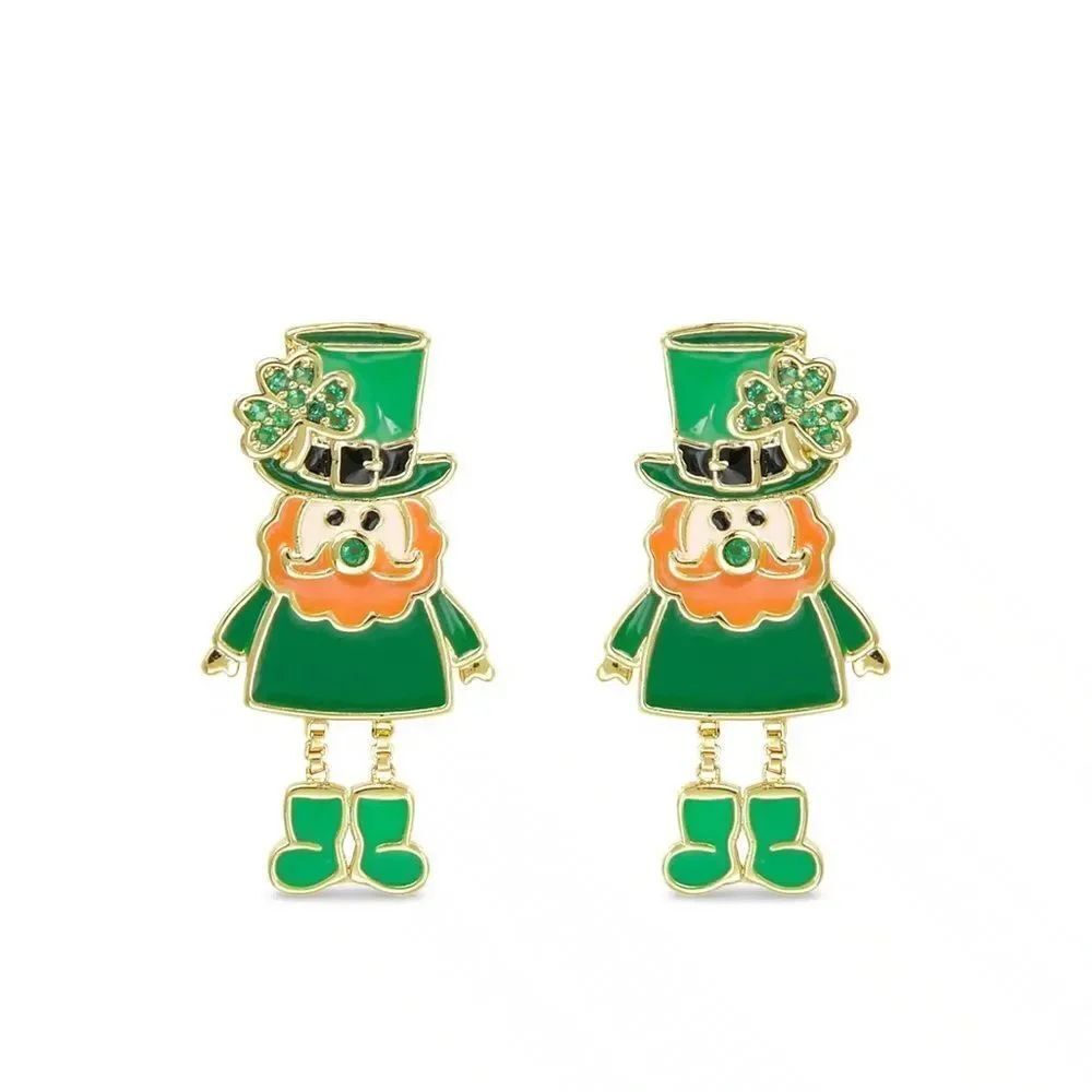 New AMANDA BLU GOLD CZ LEPRECHAUN EARRINGS